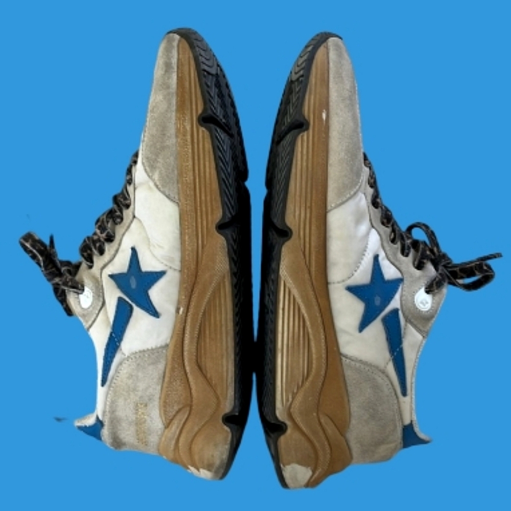 Golden Goose Cream & Blue Running Sole Sneakers - Picture 9 of 9